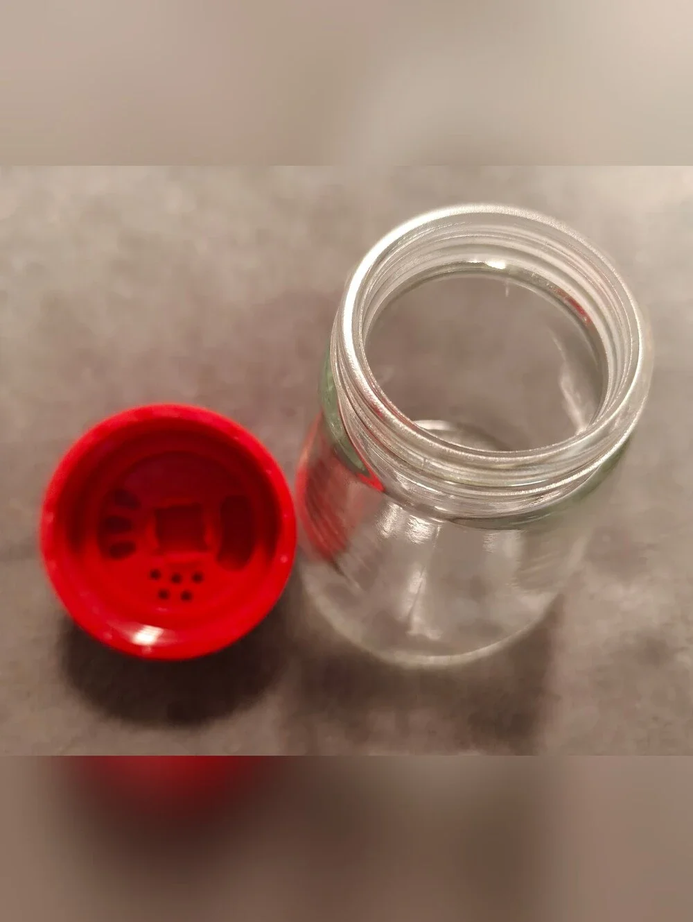 Red Silicone & Glass Sugar Dispenser Jar